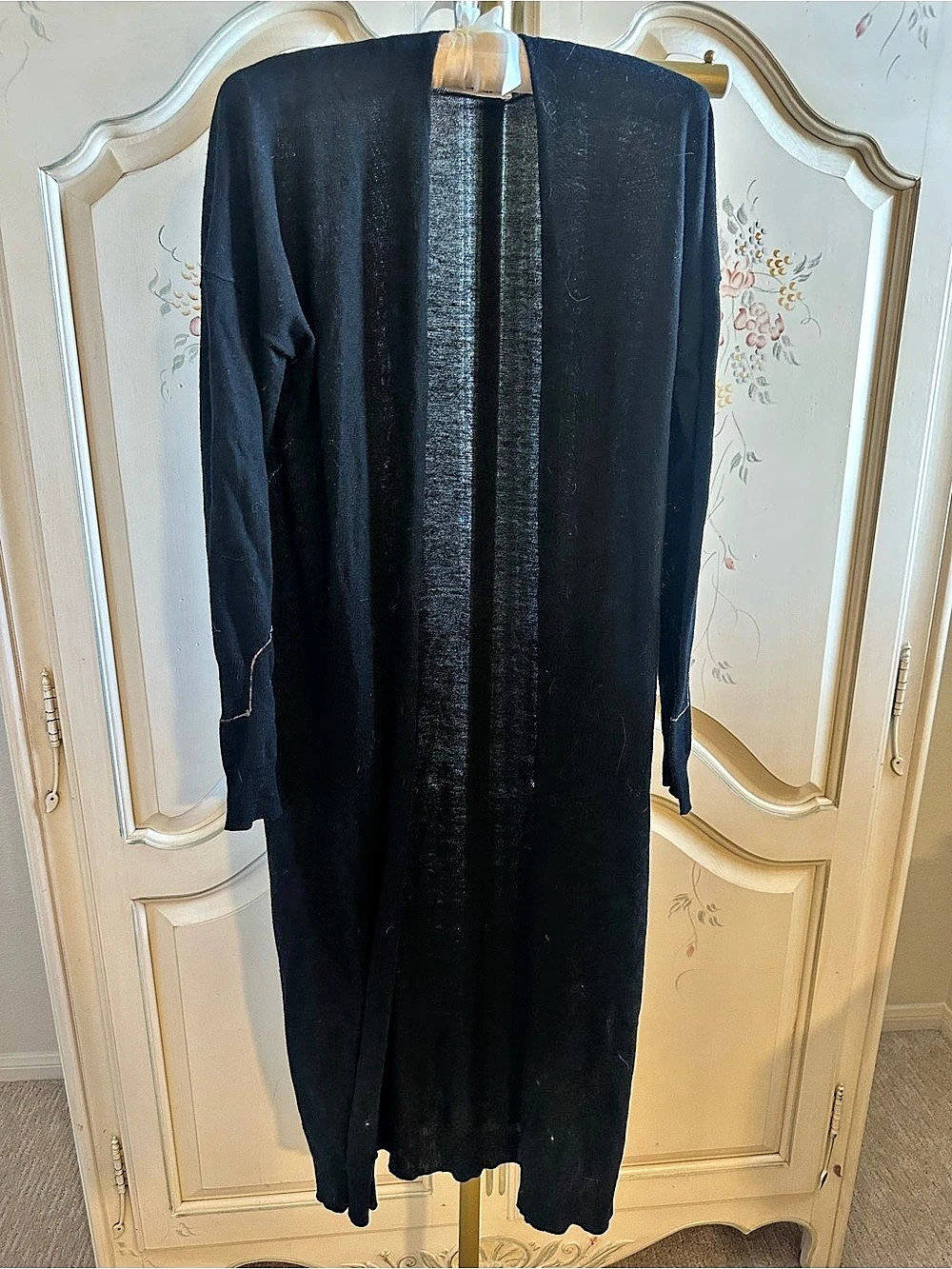 MOD REP Black Open Front Lightweight Duster Sweater Size Small
